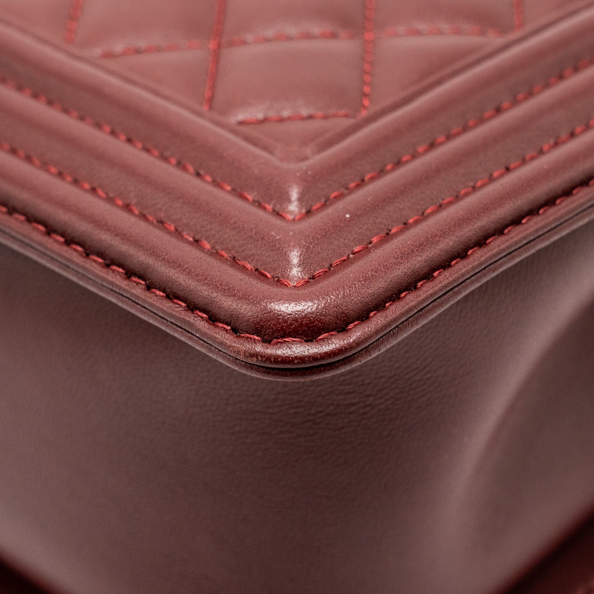 Chanel Medium Boy Bag Lambskin Dark Red L