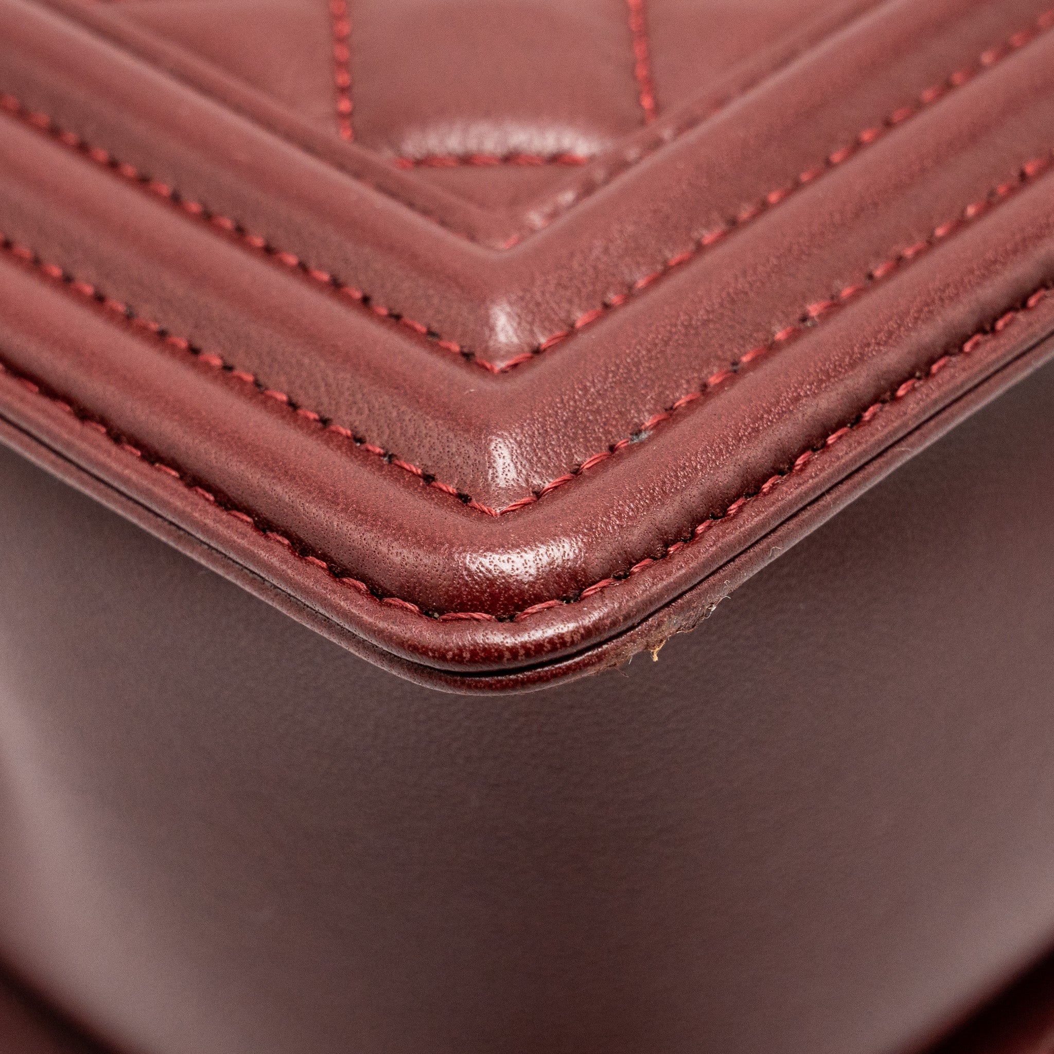Chanel Medium Boy Bag Lambskin Dark Red L