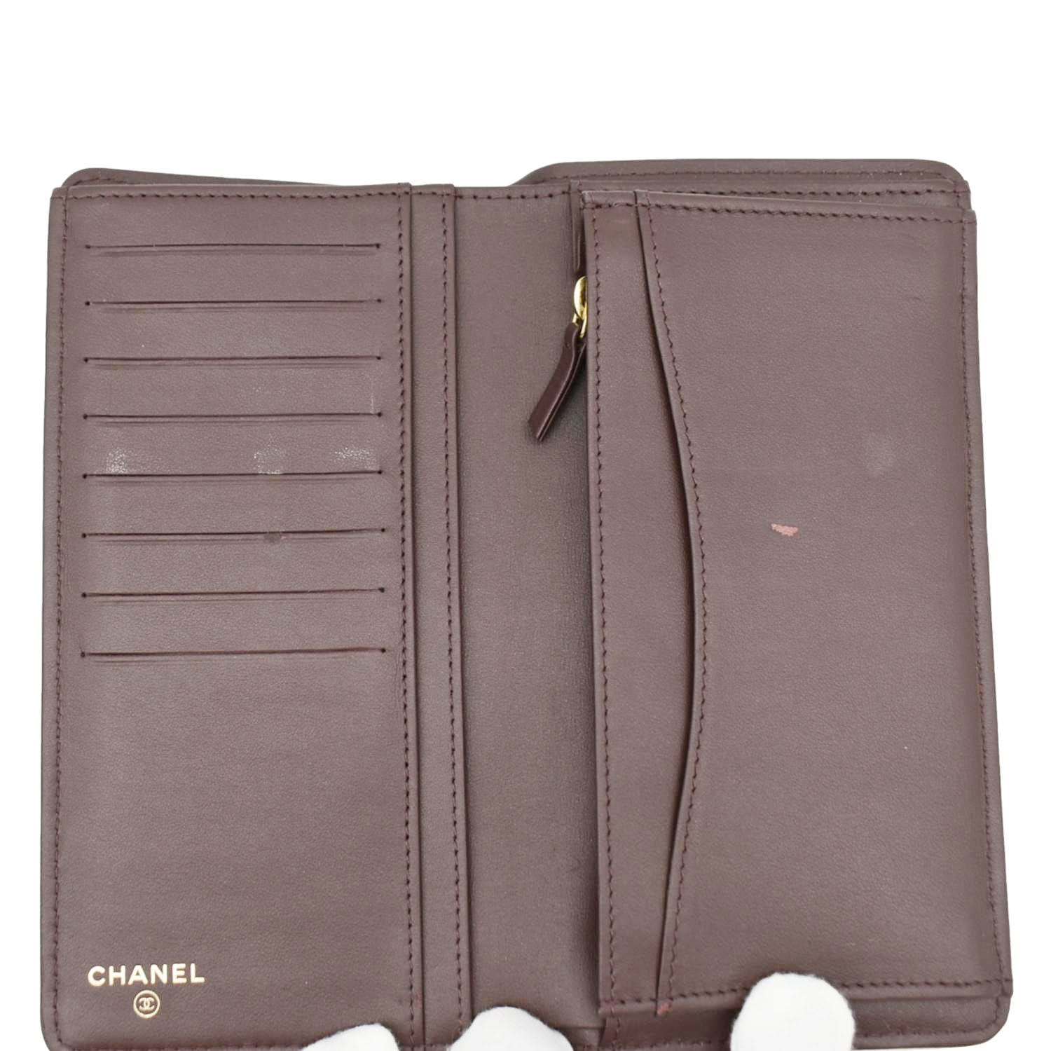 CHANEL Bifold Quilted Caviar Leather Long Wallet Black