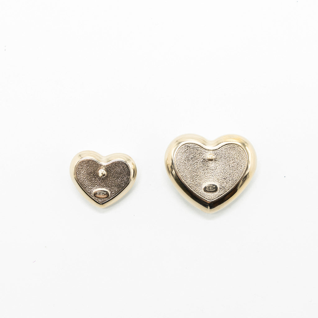 Chanel 21K 2 Pins Ivory Heart Brooch Pearl/Crystal L