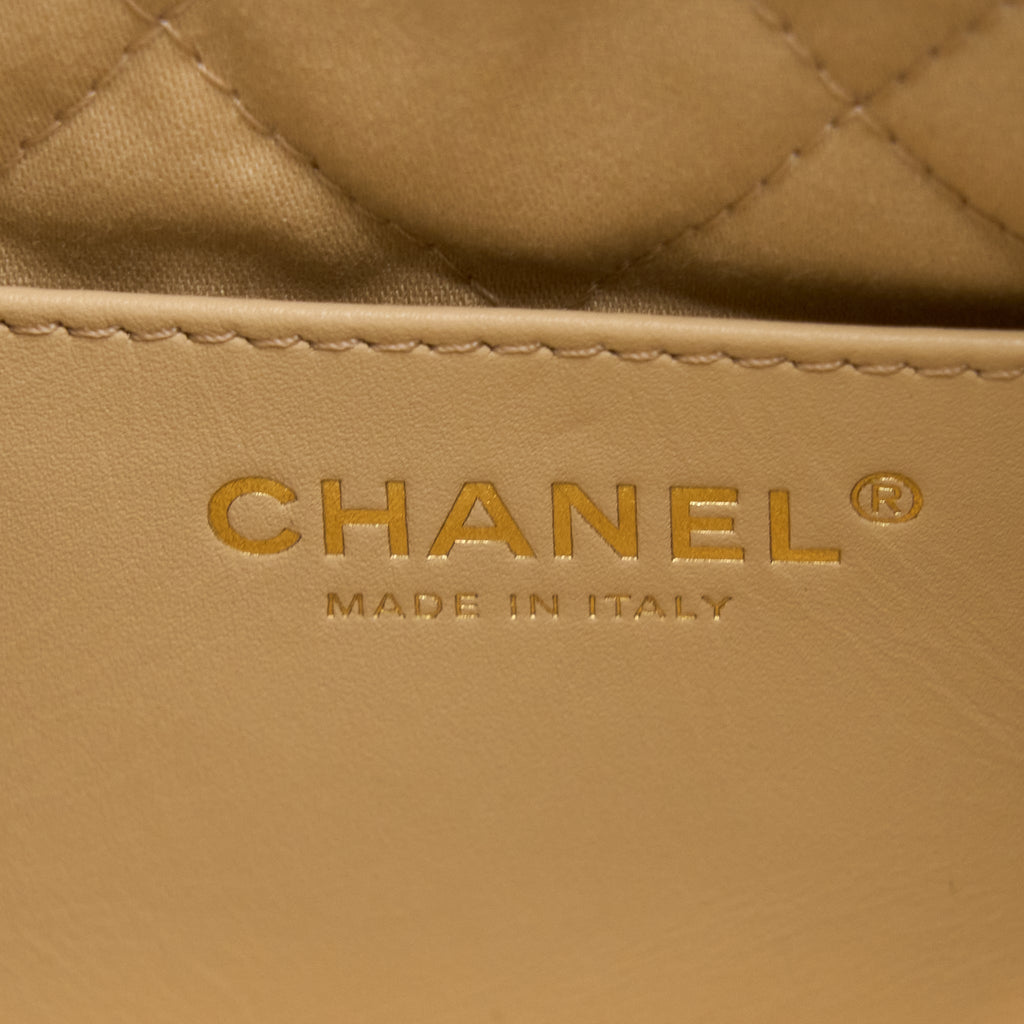 Chanel Mini 22 Bag Shiny Calfskin White Brushed  (Microchip)