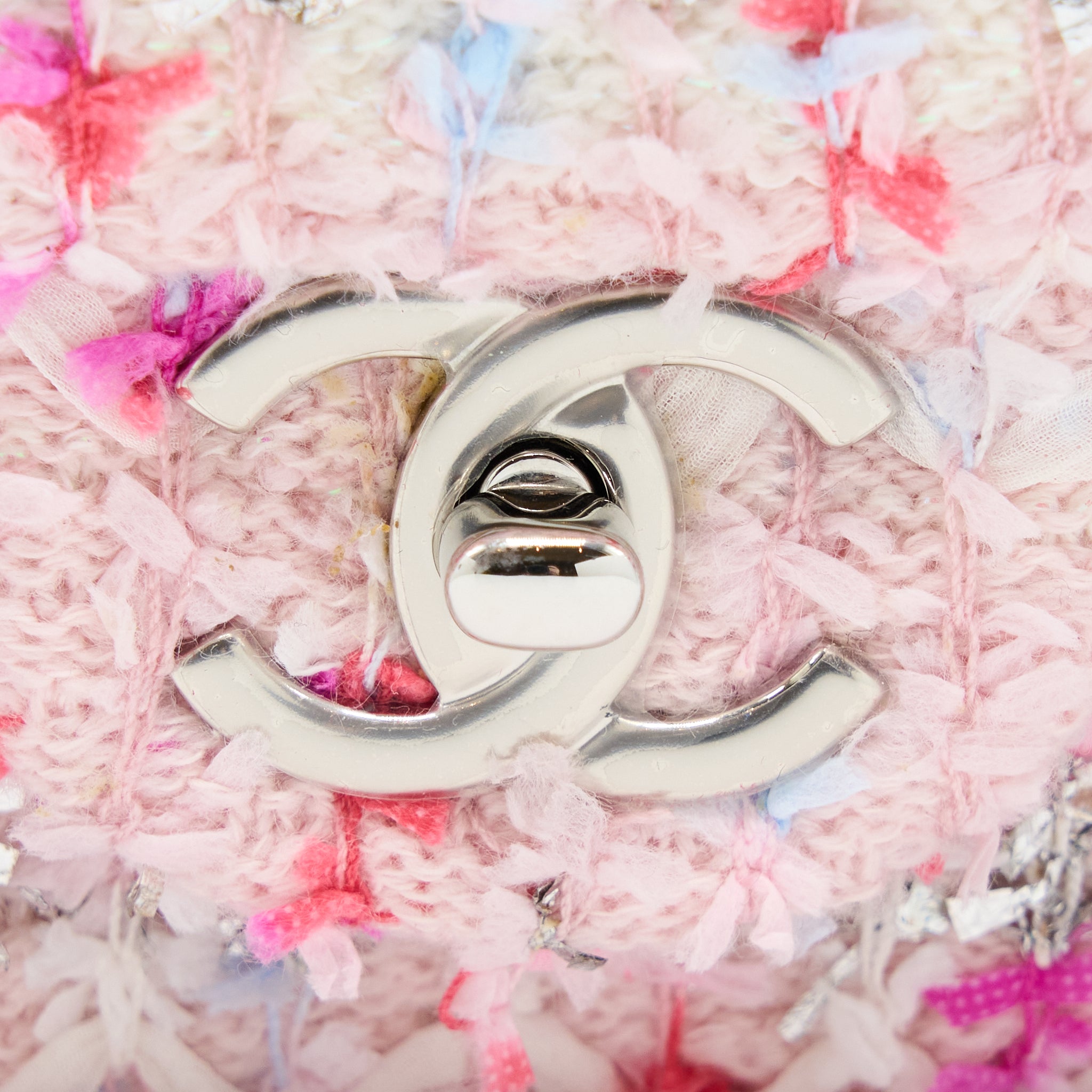 Chanel Seasonal Mini Rectangular Flap Bag Tweed Pink/Multicolour