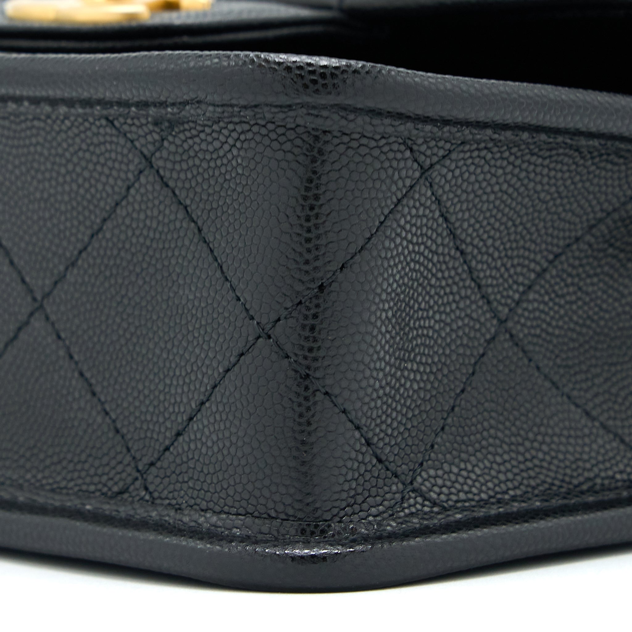 Chanel 22K Top Handle Messenger Bag Caviar Black Brushed (Microchip)