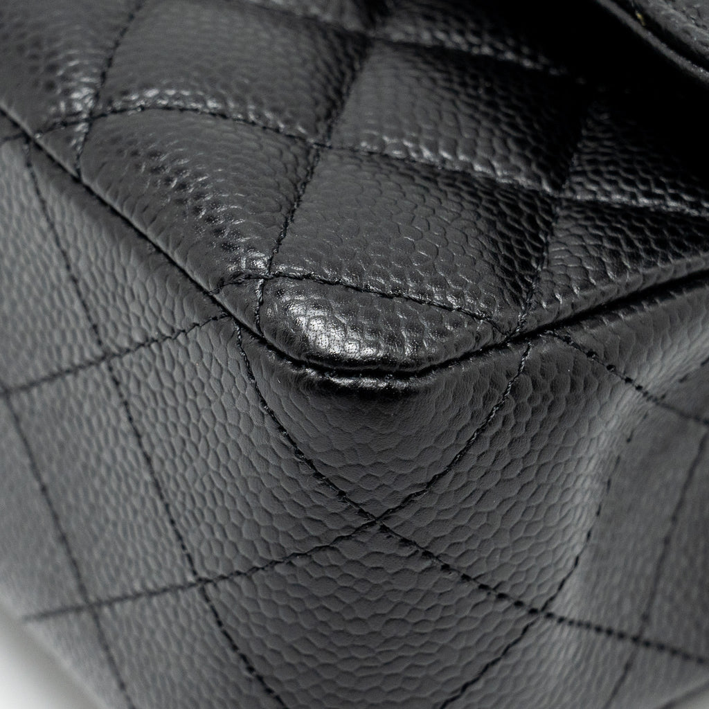 Chanel medium classic double flap bag Caviar Black