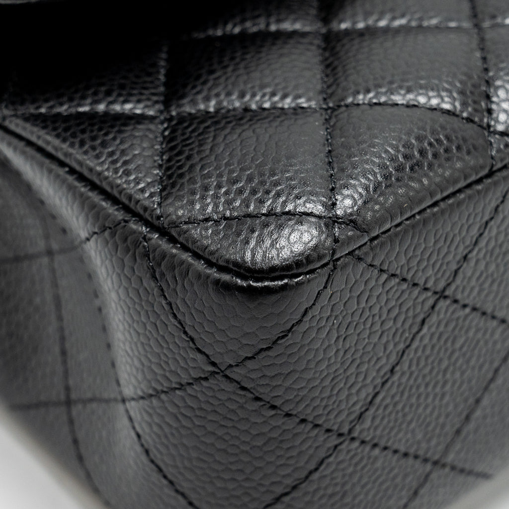Chanel medium classic double flap bag Caviar Black