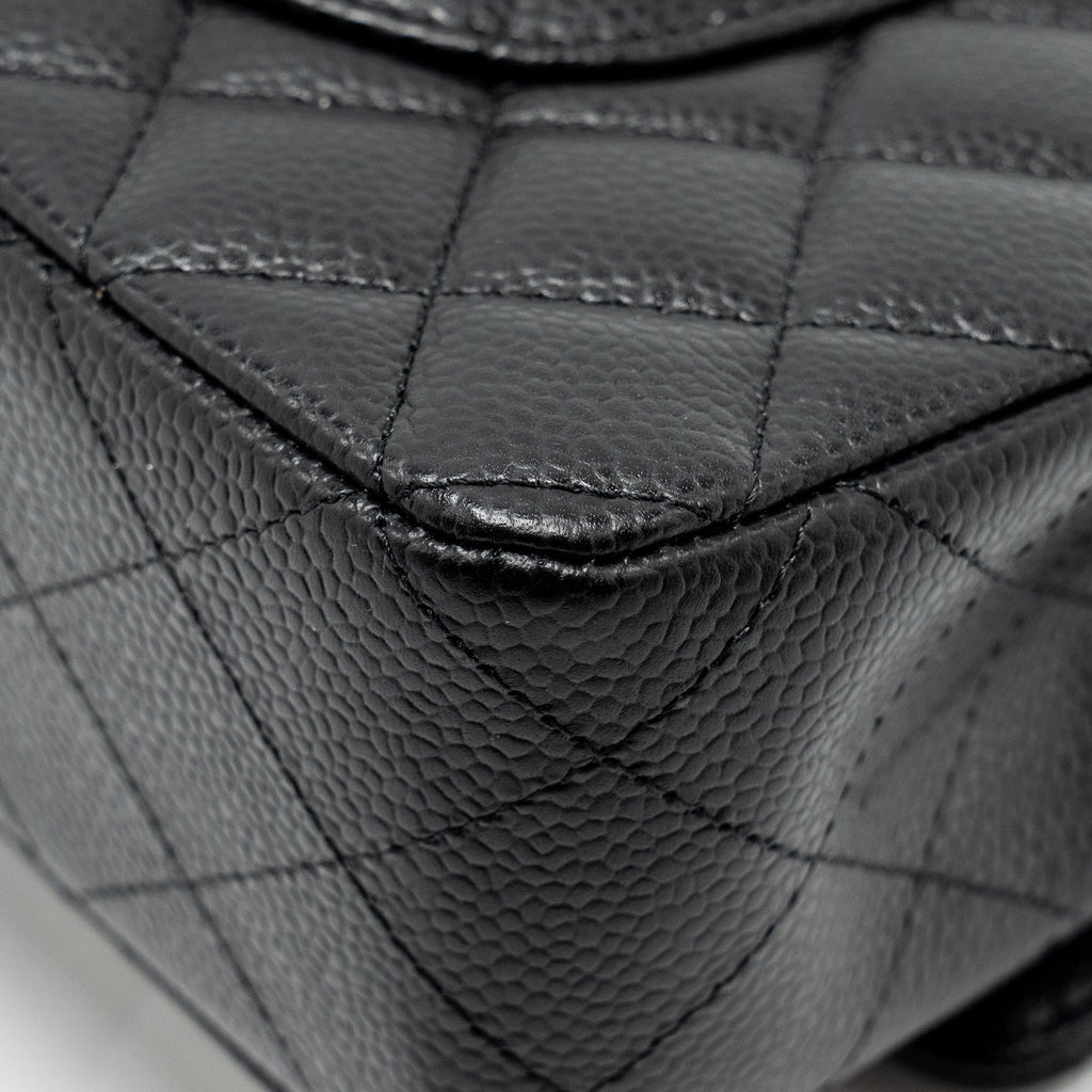 Chanel medium classic double flap bag Caviar Black