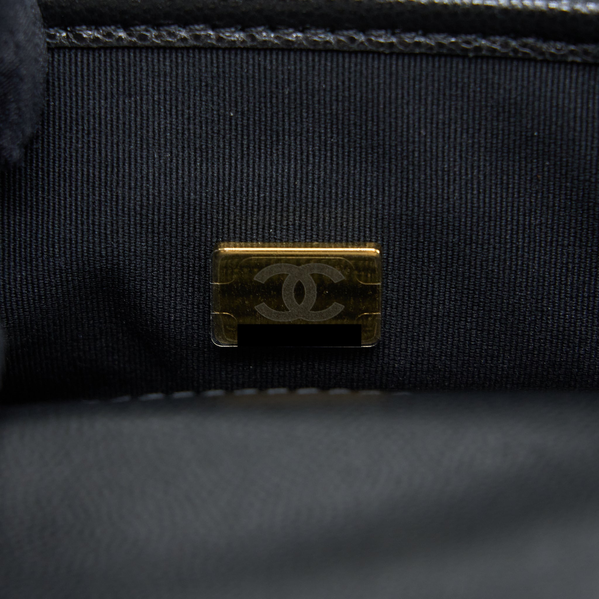 Chanel 22K Top Handle Messenger Bag Caviar Black Brushed (Microchip)
