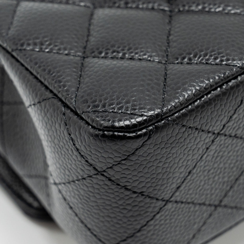 Chanel medium classic double flap bag Caviar Black