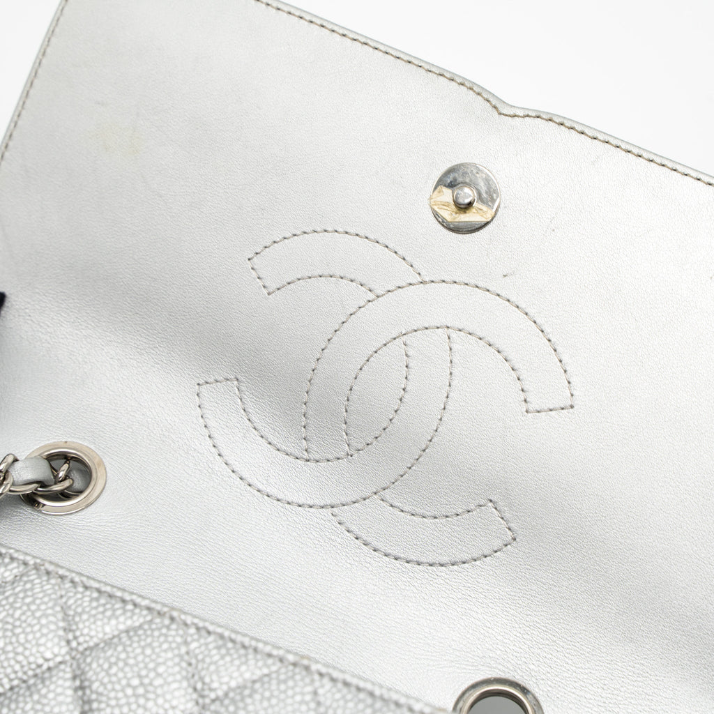 Chanel Filigree Flap Bag Caviar Silver