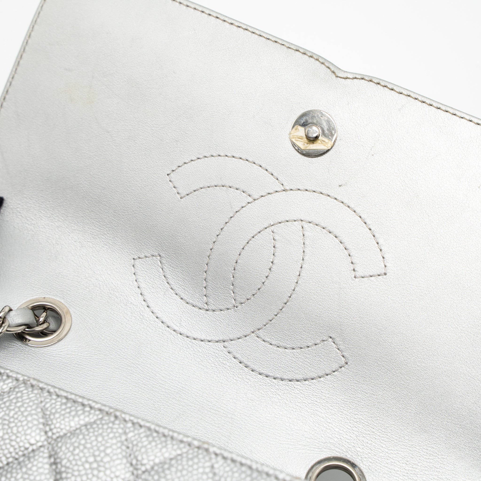 Chanel Filigree Flap Bag Caviar Silver