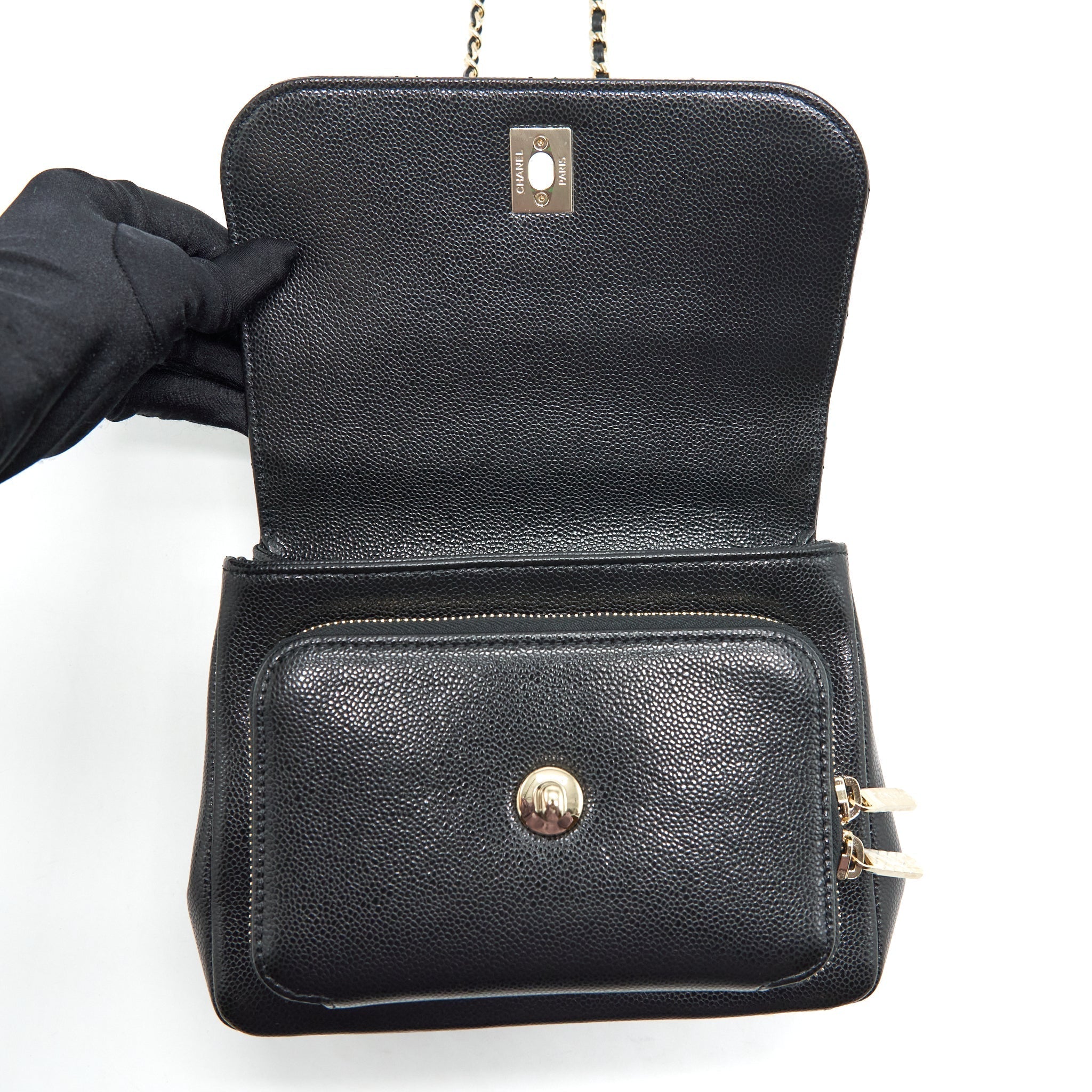 Chanel 22P Small Business Affinity Grained Calfskin Black L