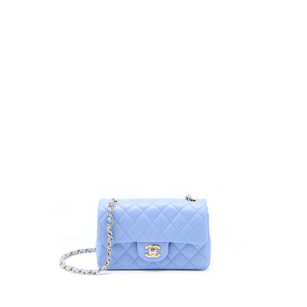 Chanel Mini Rectangular Flap Bag Lambskin Blue L