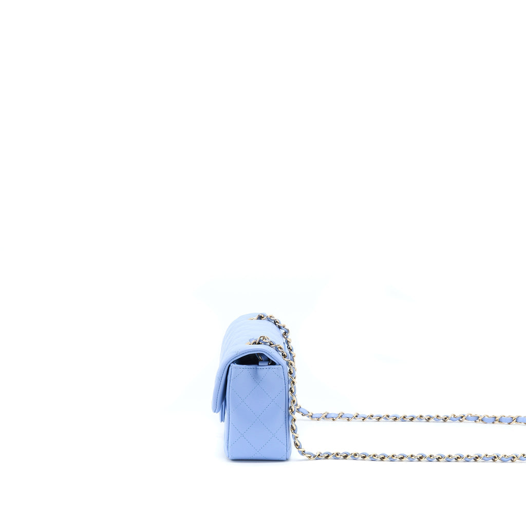Chanel Mini Rectangular Flap Bag Lambskin Blue L