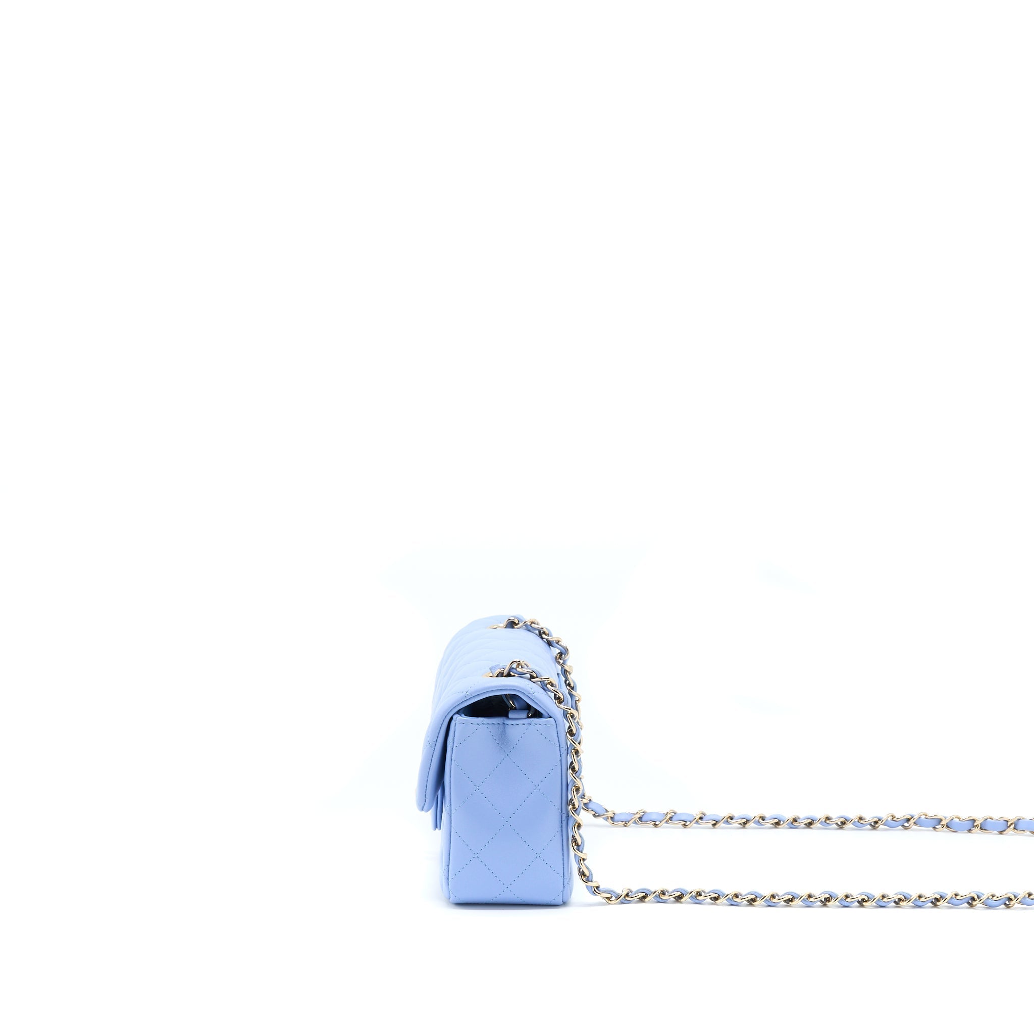 Chanel Mini Rectangular Flap Bag Lambskin Blue L