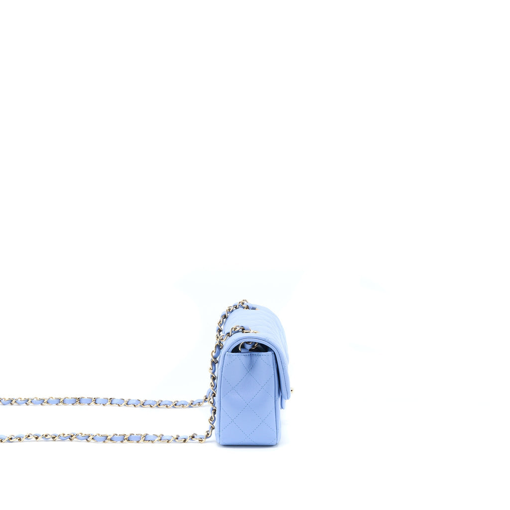 Chanel Mini Rectangular Flap Bag Lambskin Blue L