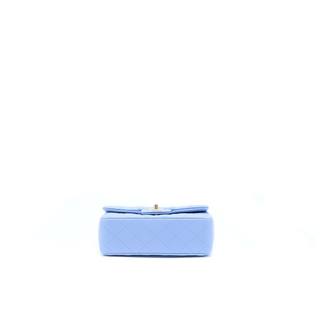 Chanel Mini Rectangular Flap Bag Lambskin Blue L