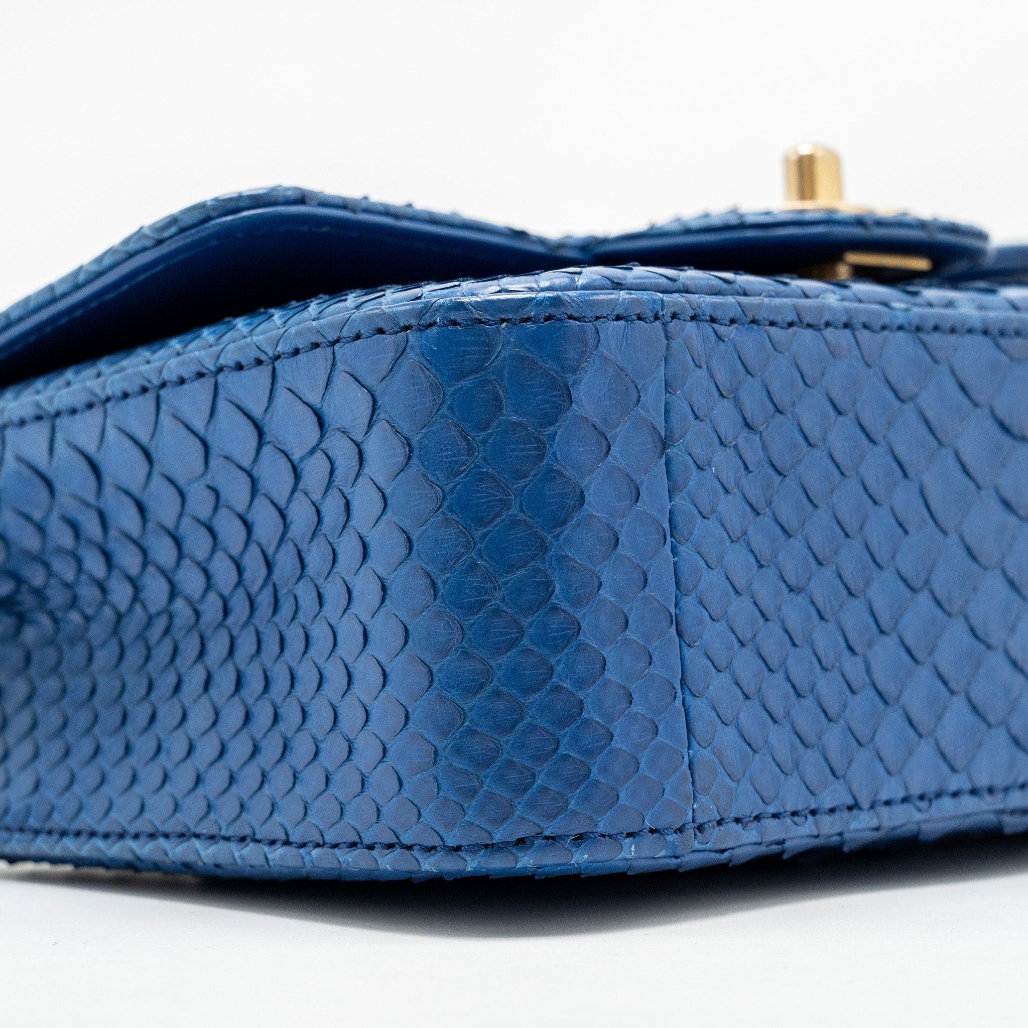 Chanel Mini Rectangular Flap Bag Python Blue