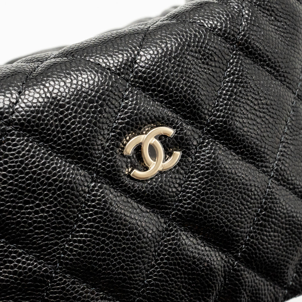 Chanel Quilted Hobo Bag Caviar Black  (Microchip)