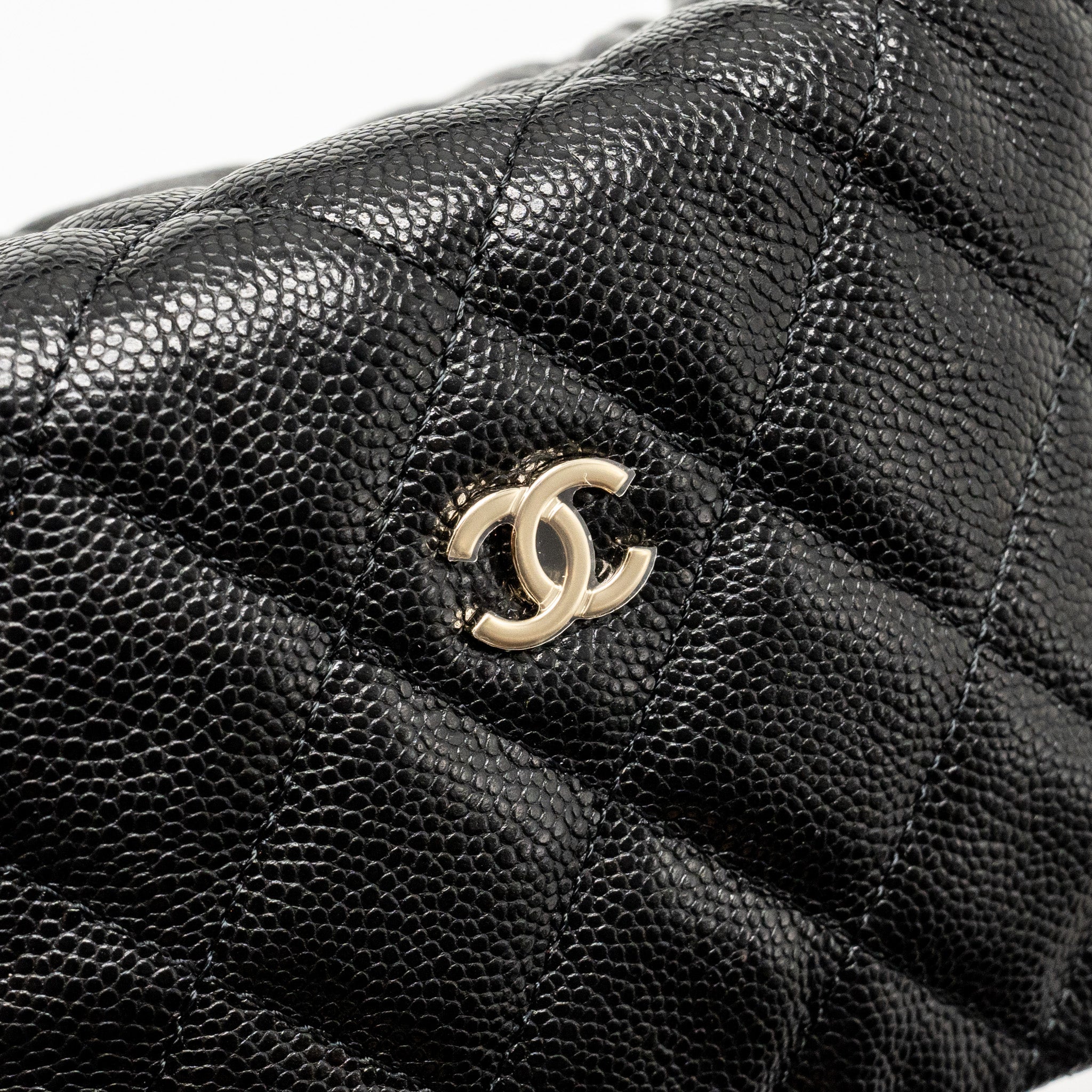 Chanel Quilted Hobo Bag Caviar Black  (Microchip)