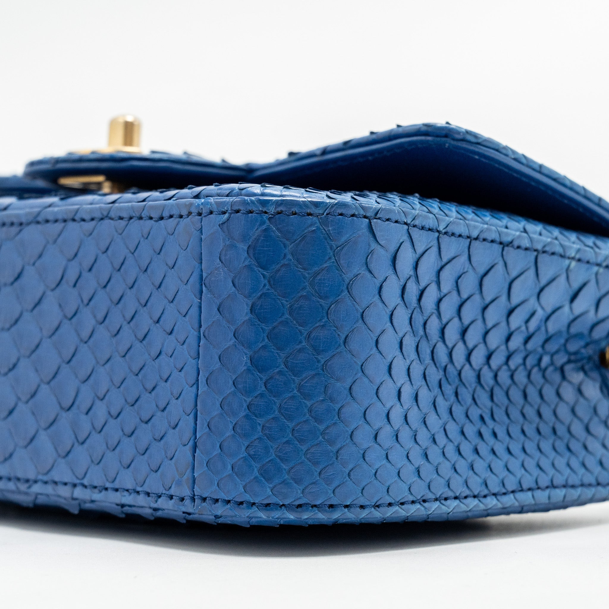 Chanel Mini Rectangular Flap Bag Python Blue