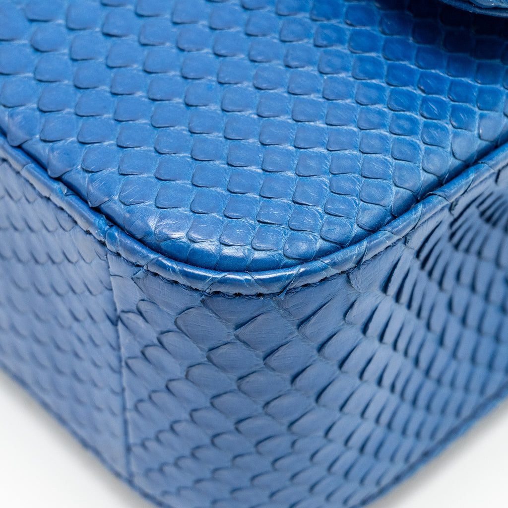 Chanel Mini Rectangular Flap Bag Python Blue
