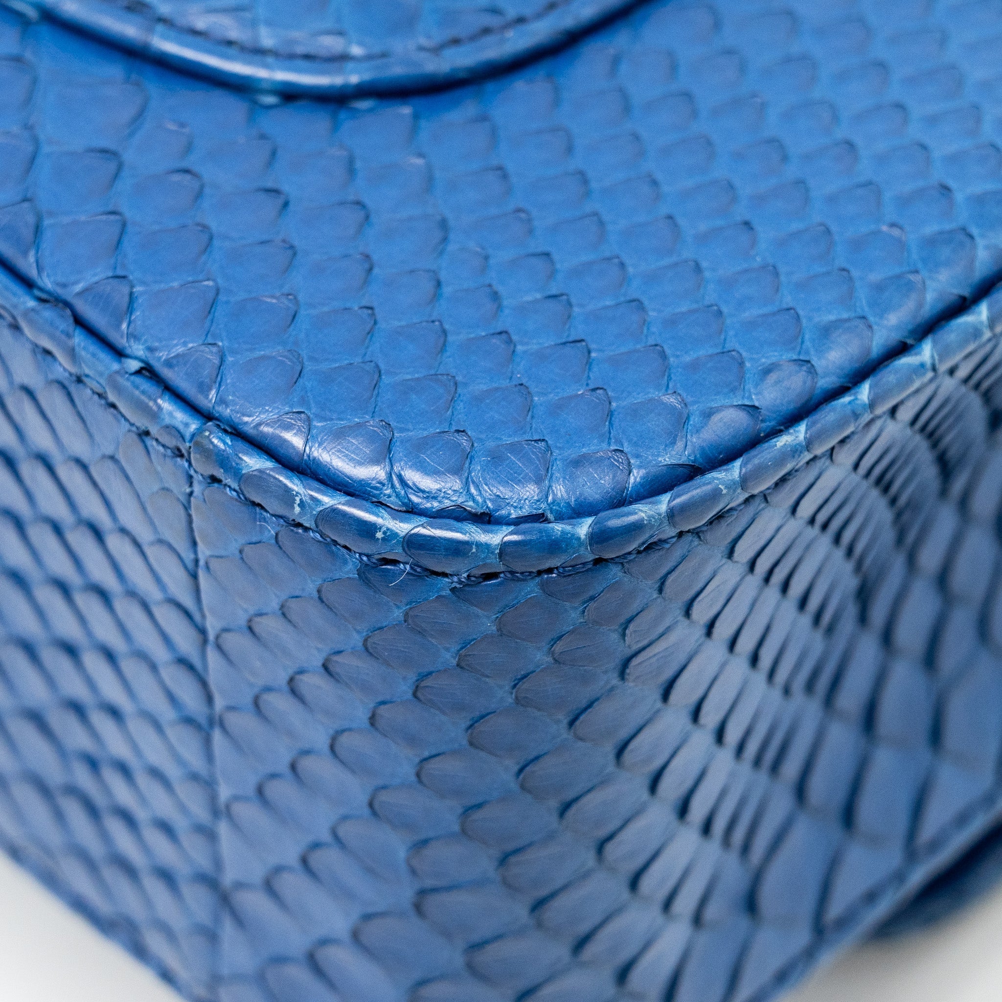 Chanel Mini Rectangular Flap Bag Python Blue