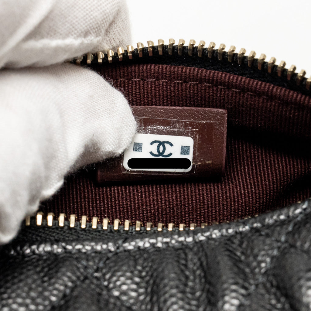 Chanel Quilted Hobo Bag Caviar Black  (Microchip)