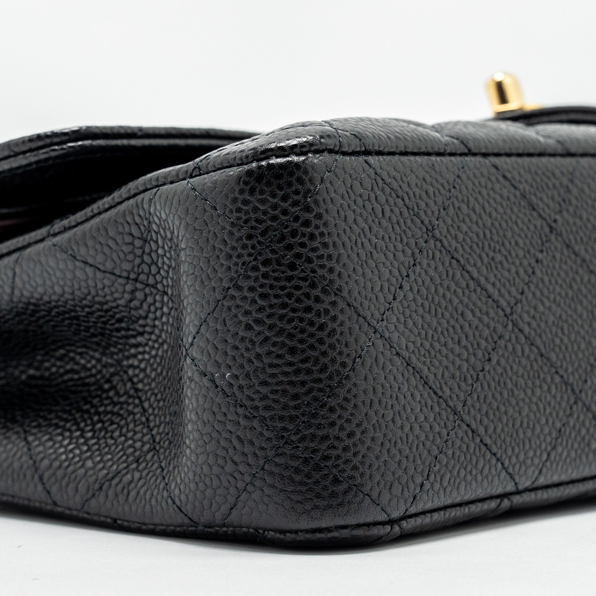 Chanel medium classic double flap bag caviar Black