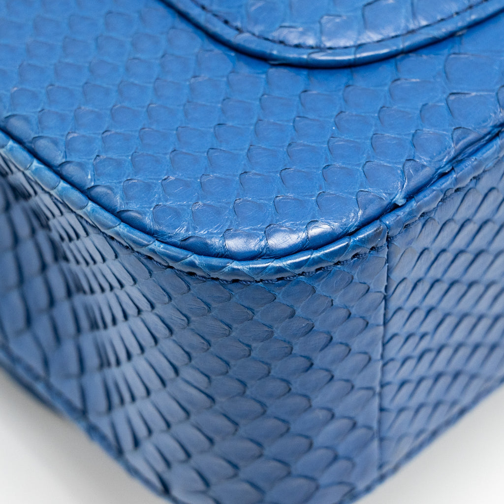 Chanel Mini Rectangular Flap Bag Python Blue