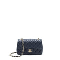 Chanel Mini Rectangular Flap Bag Lambskin Navy L