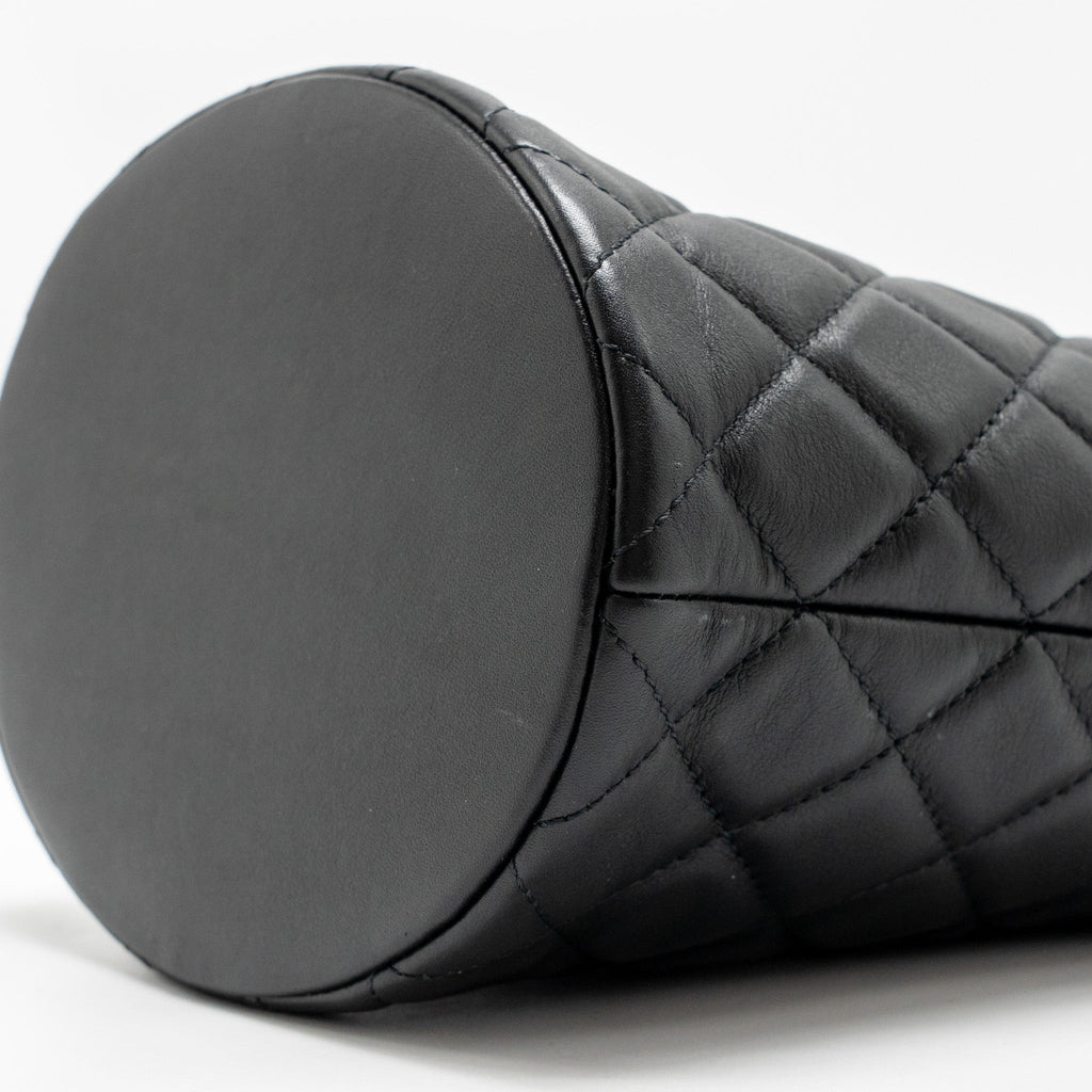Chanel Top Handle Boy Bucket Bag Lambskin Black