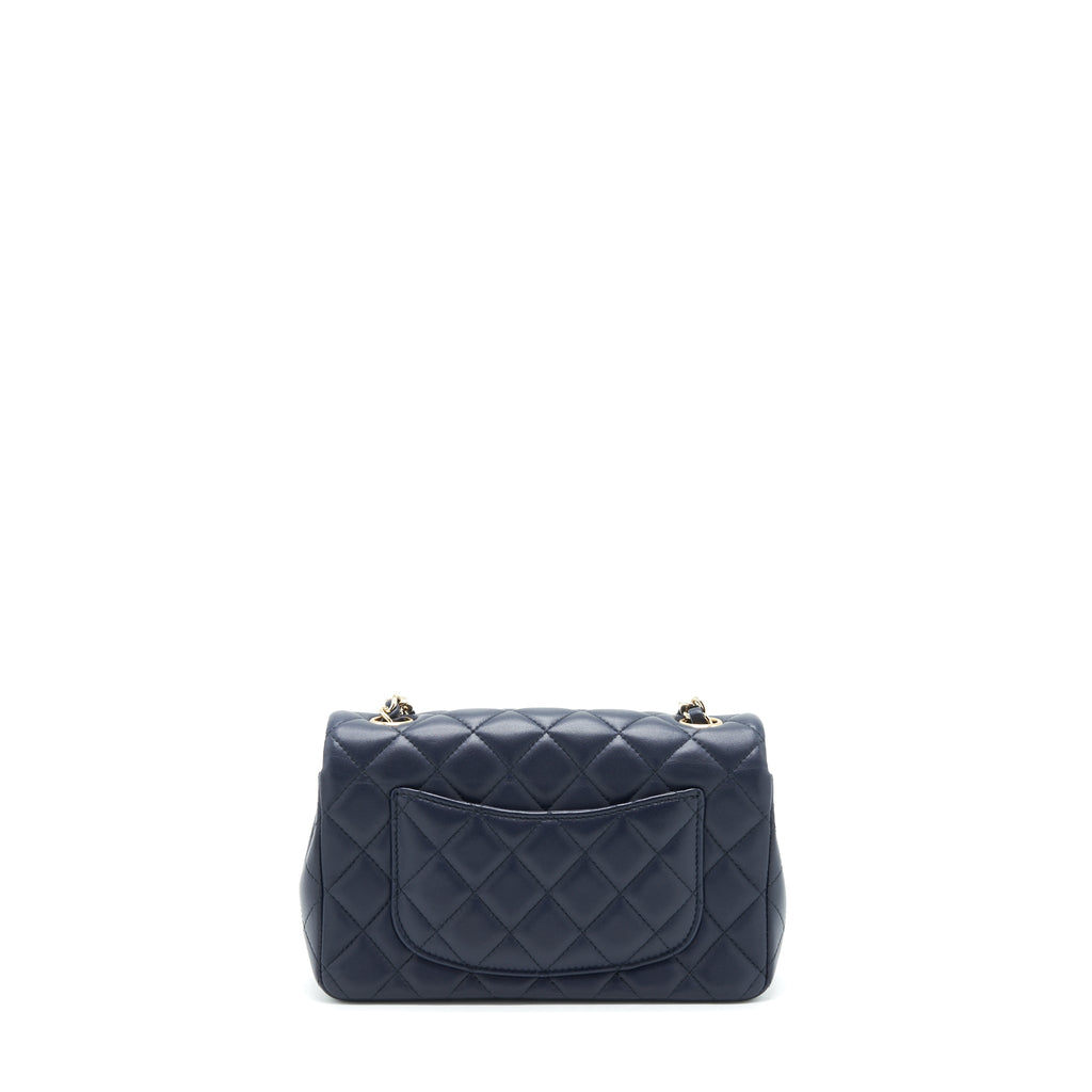 Chanel Mini Rectangular Flap Bag Lambskin Navy L