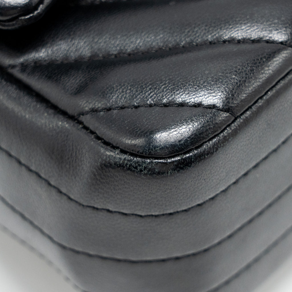 Chanel Mini Rectangular Flap Bag Chevron Lambskin Black L
