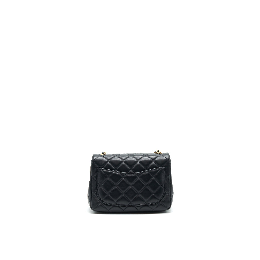 Chanel Pearl Crush Mini Square Flap Bag Lambskin Black