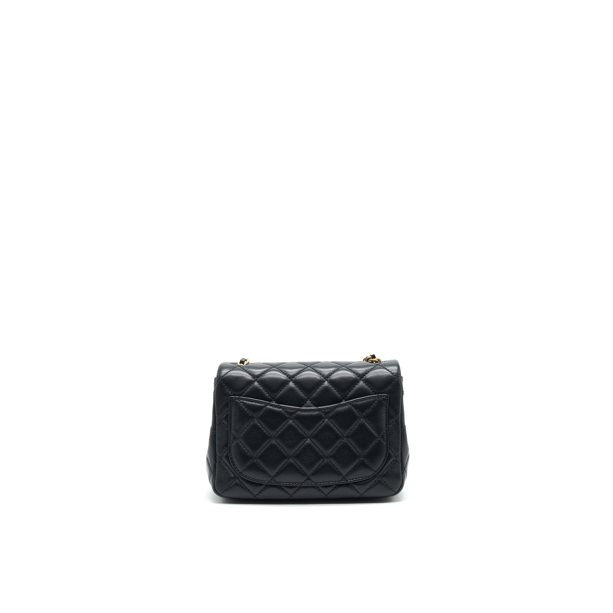 Chanel Pearl Crush Mini Square Flap Bag Lambskin Black