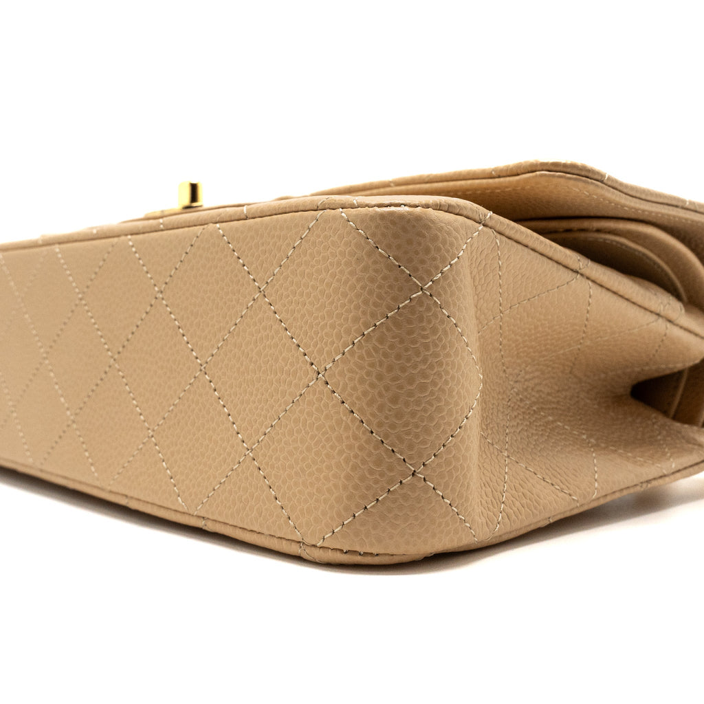 Chanel Medium Classic Double Flap Bag Caviar Beige  (Microchip)
