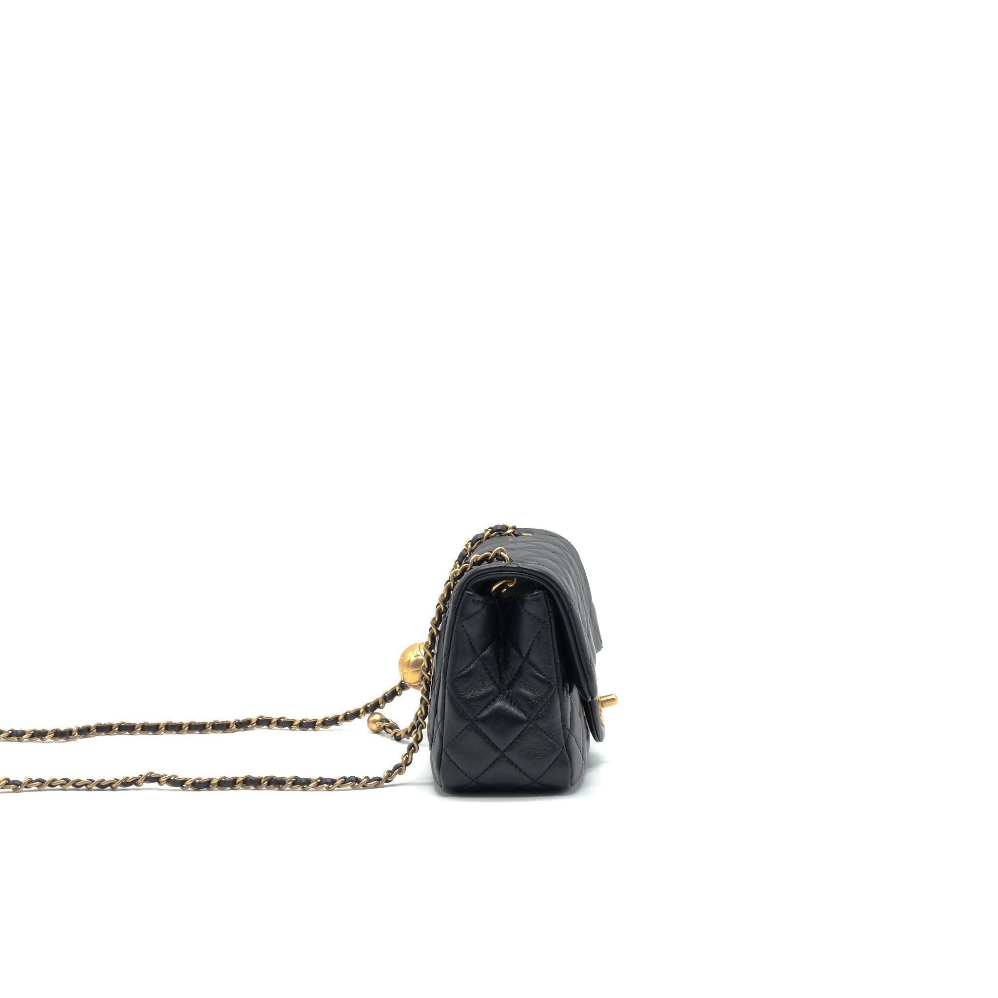 Chanel Pearl Crush Mini Square Flap Bag Lambskin Black