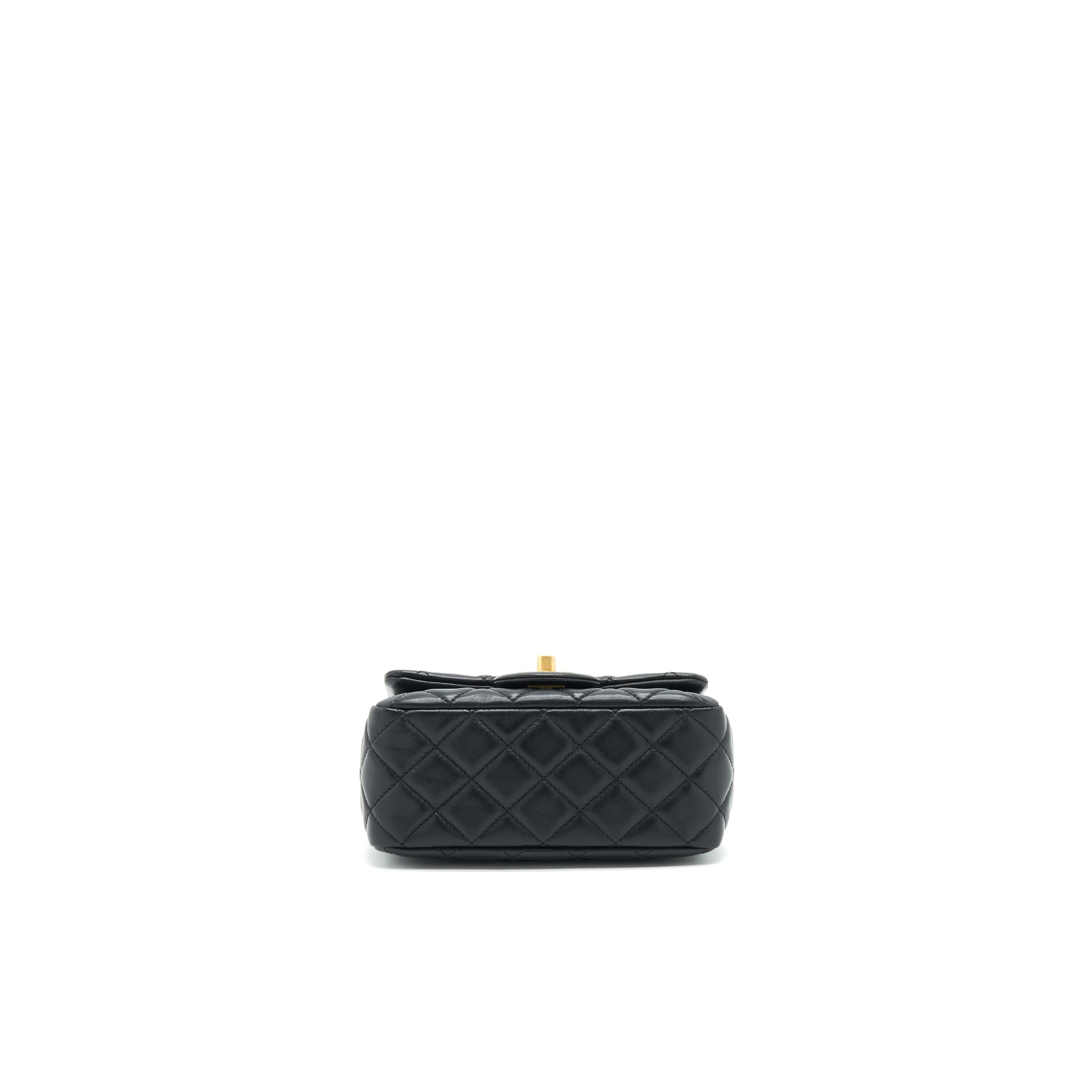 Chanel Pearl Crush Mini Square Flap Bag Lambskin Black