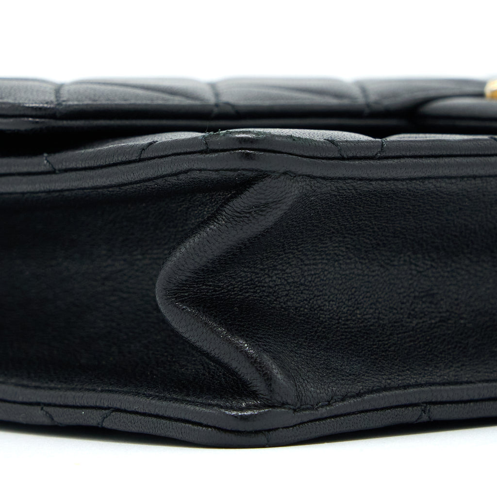 Chanel Quilted Flap Bag With Pearl Lambskin Black Brushed