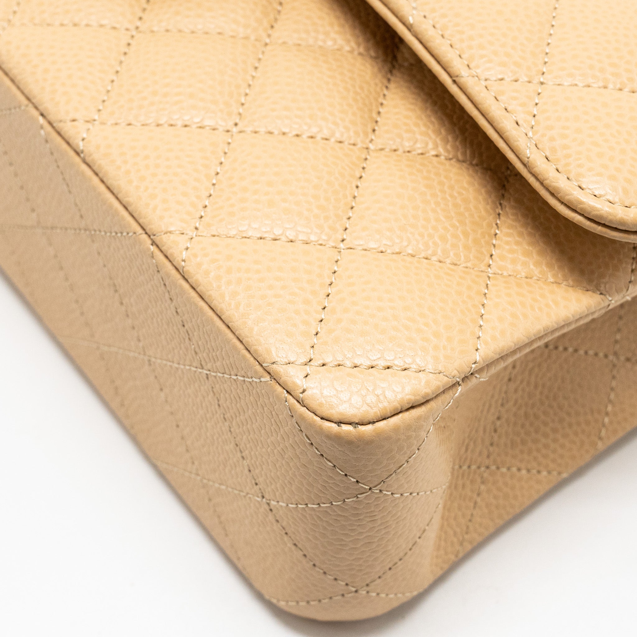 Chanel Medium Classic Double Flap Bag Caviar Beige  (Microchip)