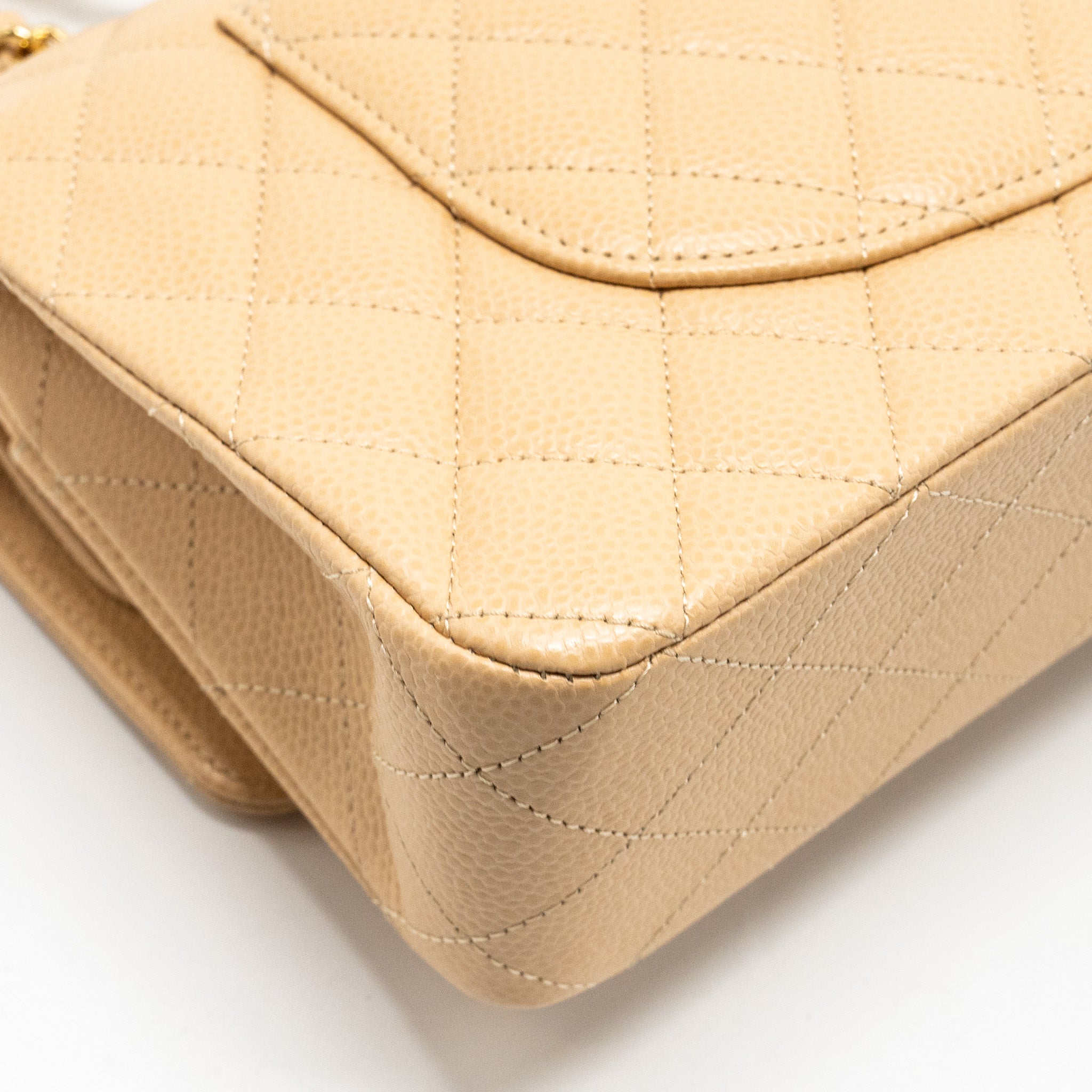 Chanel Medium Classic Double Flap Bag Caviar Beige  (Microchip)