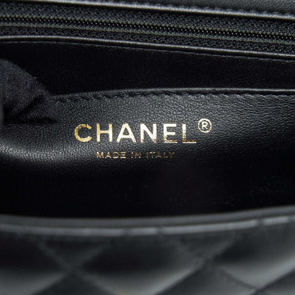 Chanel Mini Square Flap Bag Lambskin Black L