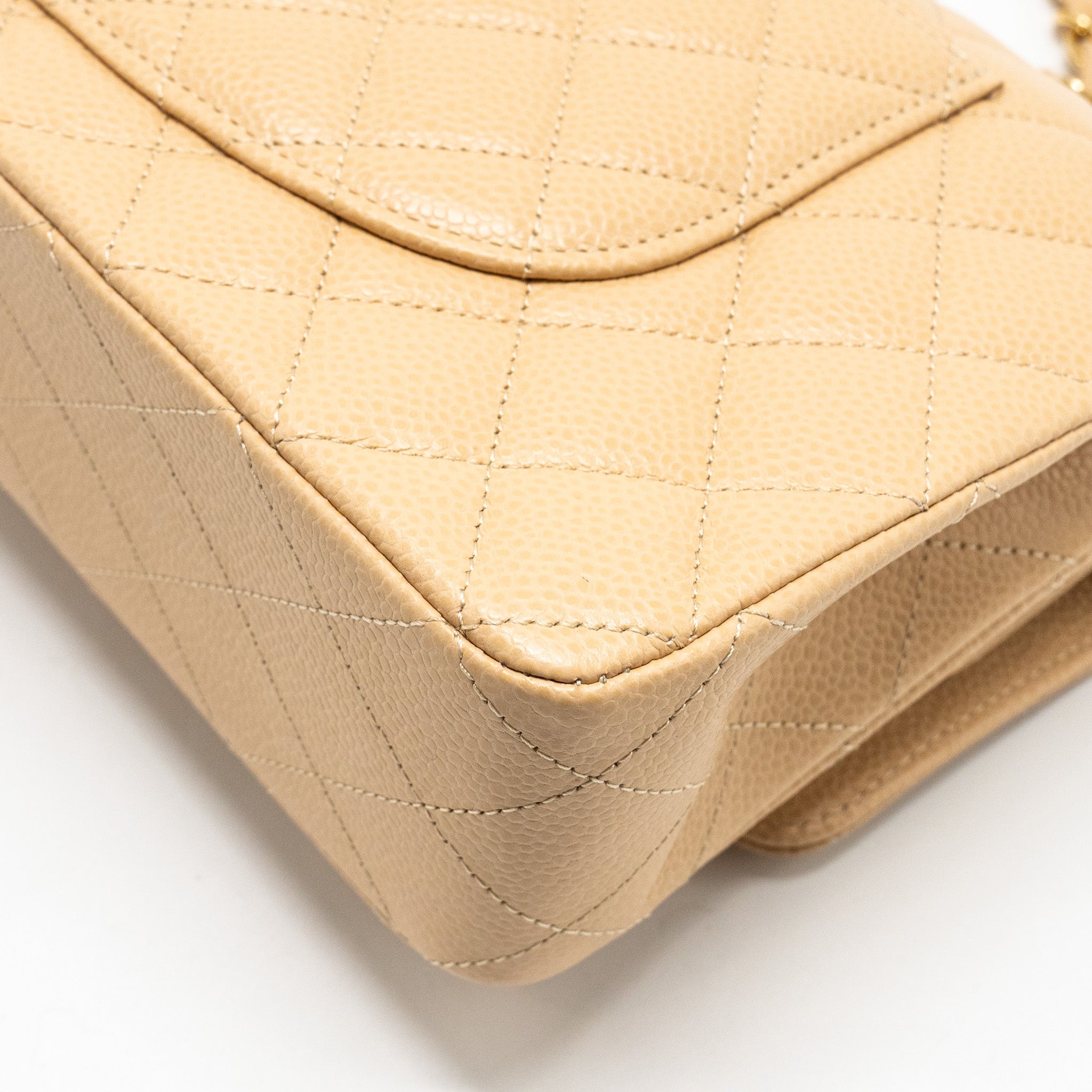 Chanel Medium Classic Double Flap Bag Caviar Beige  (Microchip)