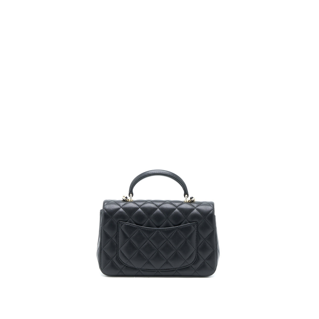 Chanel Top Handle Mini Rectangular Flap Bag Lambskin Black L (Microchip)