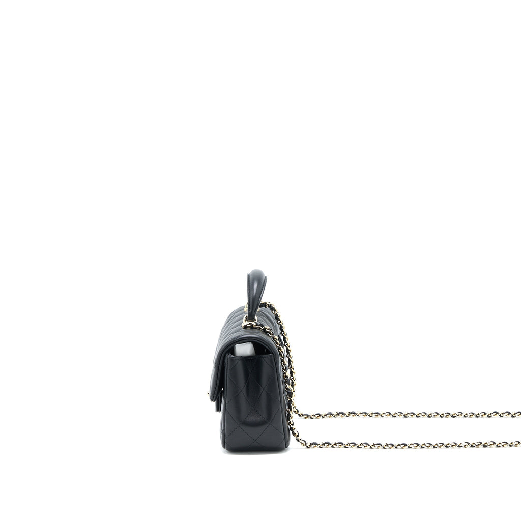 Chanel Top Handle Mini Rectangular Flap Bag Lambskin Black L (Microchip)
