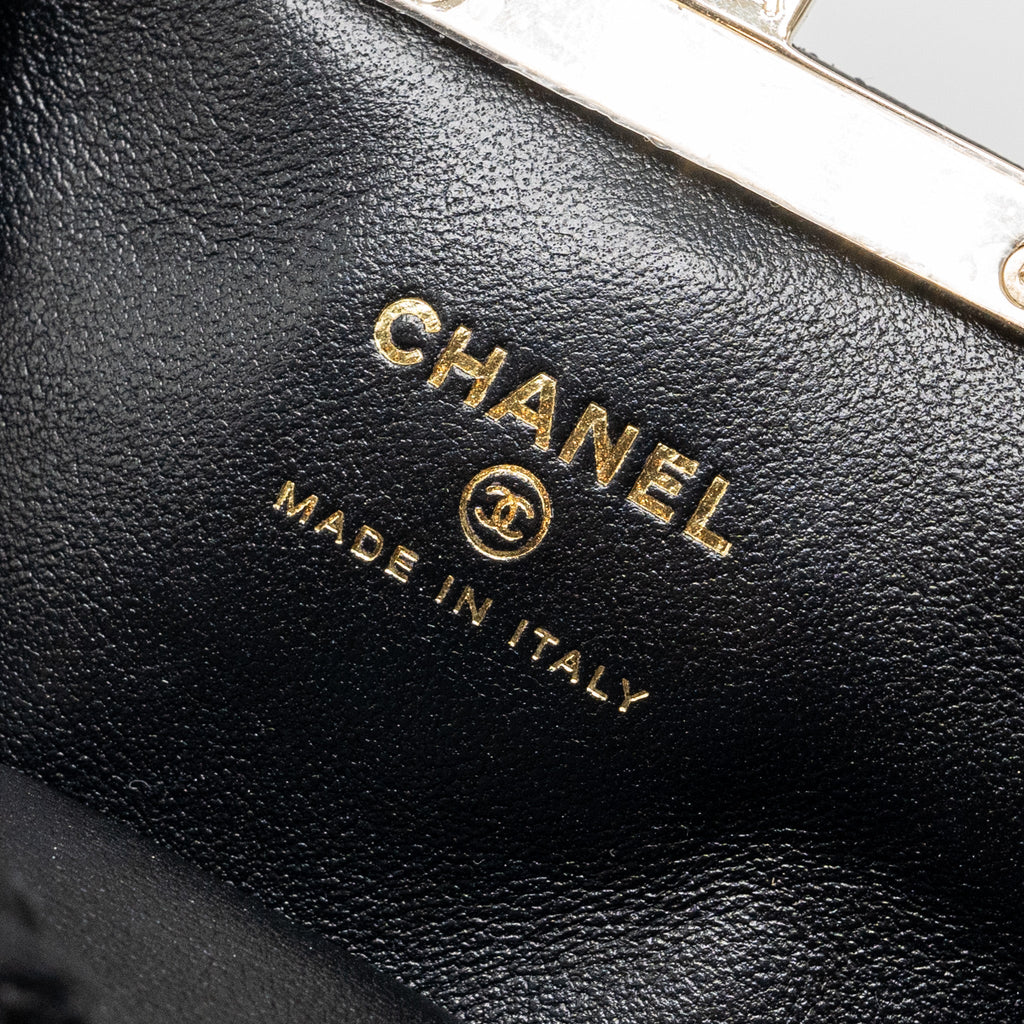 Chanel Quilted Mini Clip Purse With Chain Aged Calfskin Black L (microchip)
