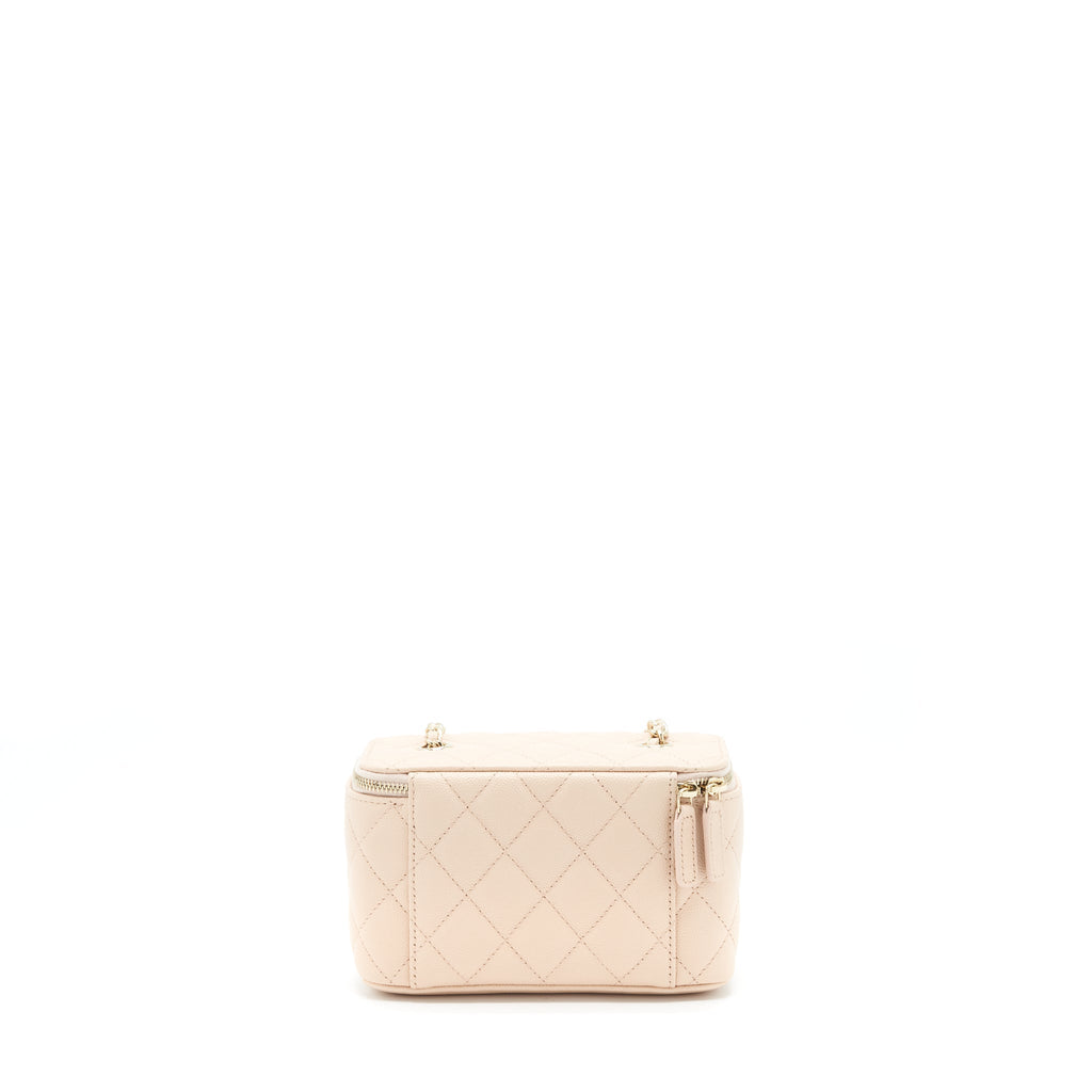 Chanel Long Vanity With Chain Caviar Beige L