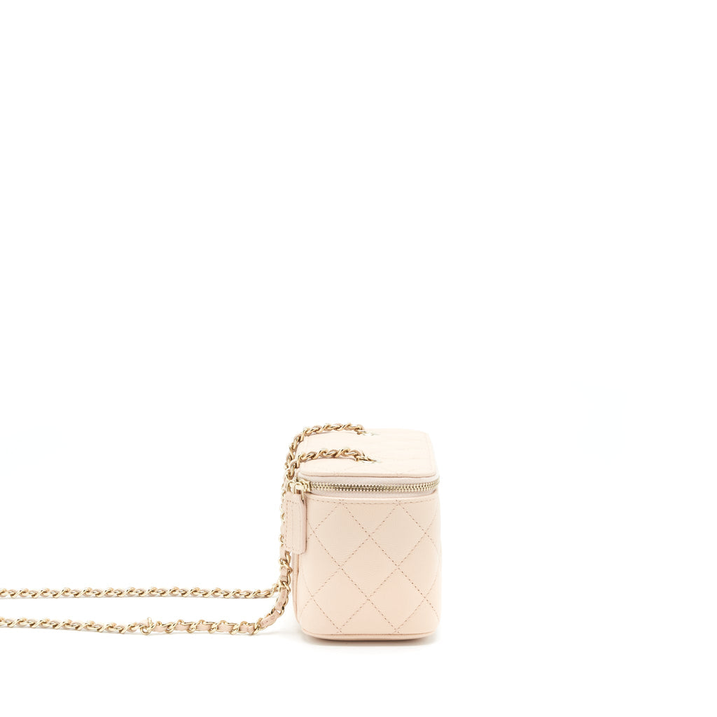 Chanel Long Vanity With Chain Caviar Beige L