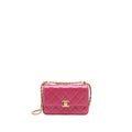 Chanel 21A Small Gold Crush Flap Bag Calfskin Raspberry Pink Brushed  (Microchip)