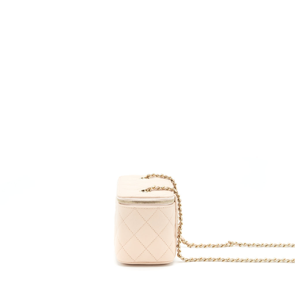Chanel Long Vanity With Chain Caviar Beige L